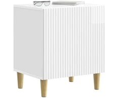 Šalia lovos spintelė 2 pcs Itin blizgi balta 43 x 34,5 x 50 cm