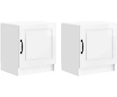 Šalia lovos spintelė 2 pcs Itin blizgi balta 43 x 34,5 x 47 cm