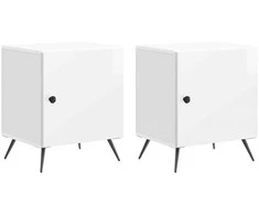 Šalia lovos spintelė 2 pcs Itin blizgi balta 43 x 34,5 x 50 cm