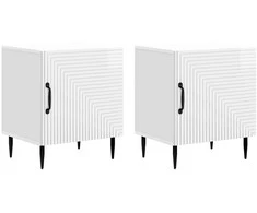 Šalia lovos spintelė 2 pcs Itin blizgi balta 43 x 34,5 x 50 cm