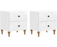Šalia lovos spintelė 2 pcs Itin blizgi balta 43 x 34,5 x 48 cm