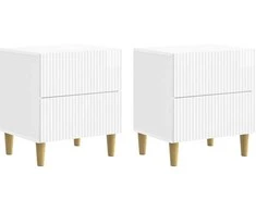 Šalia lovos spintelė 2 pcs Itin blizgi balta 43 x 34,5 x 48 cm