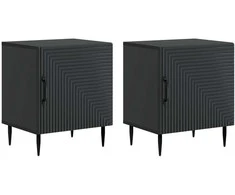 Šalia lovos spintelė 2 pcs Juoda 43 x 34,5 x 50 cm