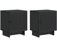 Šalia lovos spintelė 2 pcs Juoda 43 x 34,5 x 50 cm