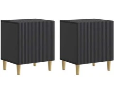 Šalia lovos spintelė 2 pcs Juoda 43 x 34,5 x 50 cm