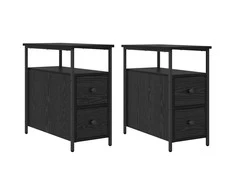 Šalia lovos spintelė 2 pcs juoda ąžuolo 30 x 60 x 60 cm