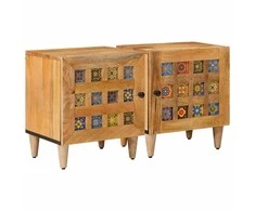 Šalia lovos spintelė 2 pcs Natūrali 40 x 33 x 46 cm