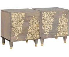 Naktinis staliukas su durelėmis 2 pcs Pilka 40 x 33 x 46 cm