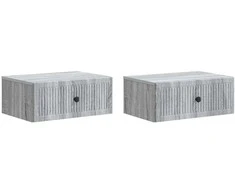 Šalia lovos spintelė 2 pcs Pilka sonoma ąžuolo Apdirbta mediena