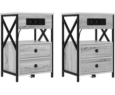 Šalia lovos spintelė 2 pcs Pilkas Sonoma 40 x 31 x 60 cm
