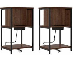Šalia lovos spintelė 2 pcs Rudas ąžuolas 38 x 31 x 61 cm