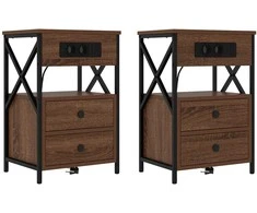 Šalia lovos spintelė 2 pcs Rudas ąžuolas 40 x 31 x 60 cm