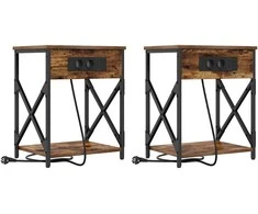 Šalia lovos spintelė 2 pcs Rūkyta ąžuolas 41 x 31 x 51 cm