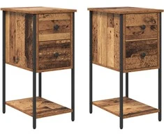 Šalia lovos spintelė 2 pcs Sena mediena 32 x 42 x 70 cm