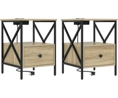 Šalia lovos spintelė 2 pcs Sonoma ąžuolas 41,5 x 40,5 x 55 cm