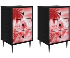 Šalia lovos spintelė AACHEN 2 vnt. Juodojo ąžuolo