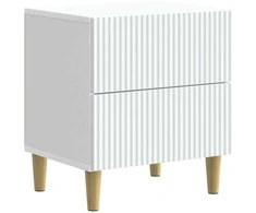 Šalia lovos spintelė su stalčių 2 pcs Balta 43 x 34,5 x 48 cm
