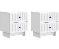 Šalia lovos spintelė su stalčių 2 pcs Balta 43 x 34,5 x 47,5 cm