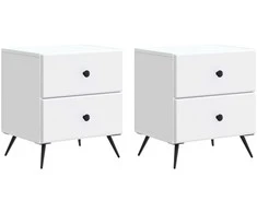 Šalia lovos spintelė su stalčių 2 pcs Balta 43 x 34,5 x 47,5 cm