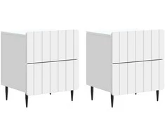 Šalia lovos spintelė su stalčių 2 pcs Balta 43 x 34,5 x 49,5 cm