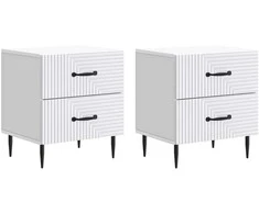 Šalia lovos spintelė su stalčių 2 pcs Balta 43 x 34,5 x 47,5 cm