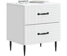 Šalia lovos spintelė su stalčių 2 pcs Balta 43 x 34,5 x 47,5 cm