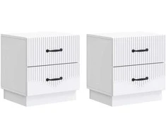 Šalia lovos spintelė su stalčių 2 pcs Balta 43 x 34,5 x 44,5 cm
