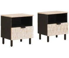 Šalia lovos spintelė su stalčių 2 pcs Balta 40 x 33 x 46 cm