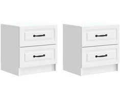 Šalia lovos spintelė su stalčių 2 pcs Balta 43 x 34,5 x 44,5 cm