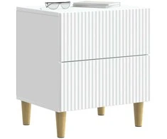 Šalia lovos spintelė su stalčių 2 pcs Balta 43 x 34,5 x 48 cm