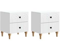 Šalia lovos spintelė su stalčių 2 pcs Balta 43 x 34,5 x 48 cm