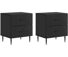 Šalia lovos spintelė su stalčių 2 pcs Juoda 43 x 34,5 x 47,5 cm