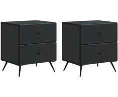 Šalia lovos spintelė su stalčių 2 pcs Juoda 43 x 34,5 x 47,5 cm