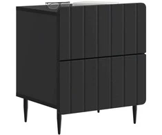 Šalia lovos spintelė su stalčių 2 pcs Juoda 43 x 34,5 x 49,5 cm