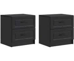 Šalia lovos spintelė su stalčių 2 pcs Juoda 43 x 34,5 x 44,5 cm