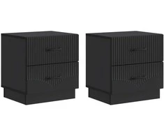 Šalia lovos spintelė su stalčių 2 pcs Juoda 43 x 34,5 x 44,5 cm