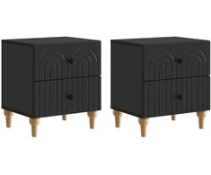 Šalia lovos spintelė su stalčių 2 pcs Juoda 43 x 34,5 x 48 cm