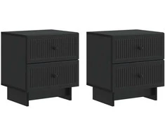 Šalia lovos spintelė su stalčių 2 pcs Juoda 43 x 34,5 x 47,5 cm