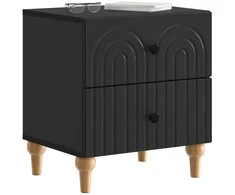 Šalia lovos spintelė su stalčių 2 pcs Juoda 43 x 34,5 x 48 cm