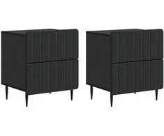 Šalia lovos spintelė su stalčių 2 pcs Juoda 43 x 34,5 x 49,5 cm