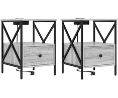 Šalia lovos spintelė 2 pcs Pilkas Sonoma 41,5 x 40,5 x 55 cm