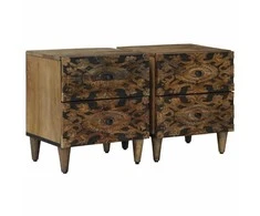 Šalia lovos spintelė su stalčių 2 pcs Ruda 40 x 33,5 x 46 cm