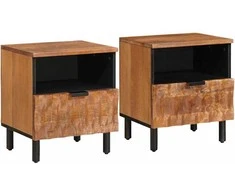 Šalia lovos spintelė su stalčių 2 pcs Ruda 40 x 33 x 46 cm