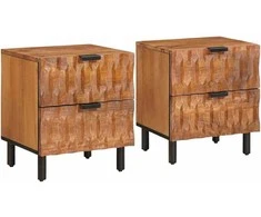 Šalia lovos spintelė su stalčių 2 pcs Ruda 40 x 33 x 46 cm