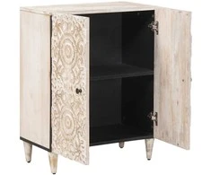 Sandėliavimo komodas Balta 60 x 33,5 x 75 cm Kietas mango medis