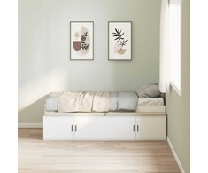 Lova Lovos rėmas su stalčių Balta 100 x 200 cm Apdirbta mediena