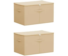 Saugojimo dėžė 2 pcs Kreminė 55 x 35 x 32 cm Neaustinis audinys