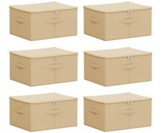 Saugojimo dėžė 6 pcs Kreminė 50 x 30 x 25 cm Neaustinis audinys