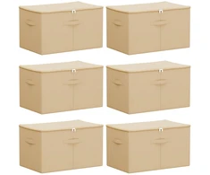 Saugojimo dėžė 6 pcs Kreminė 55 x 35 x 32 cm Neaustinis audinys