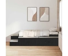 Lova su daiktų laikymo vieta juoda ąžuolo 234 x 103 x 53.5 cm